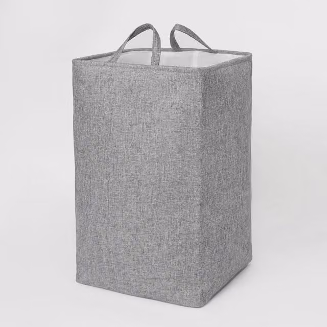 OHS Grey Faux Linen Foldable Underbed Laundry Storage Bag with Handles