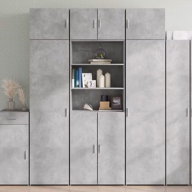 Berkfield Home Freestanding Storage Cabinet in Concrete Grey, W: 70 cm, D: 42.5 cm, H: 225 cm – 1