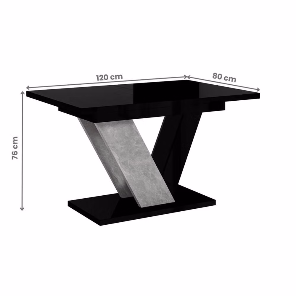 Nordara Modern Extendable Rectangular Dining Table in Black and Glass with X-Frame – 2