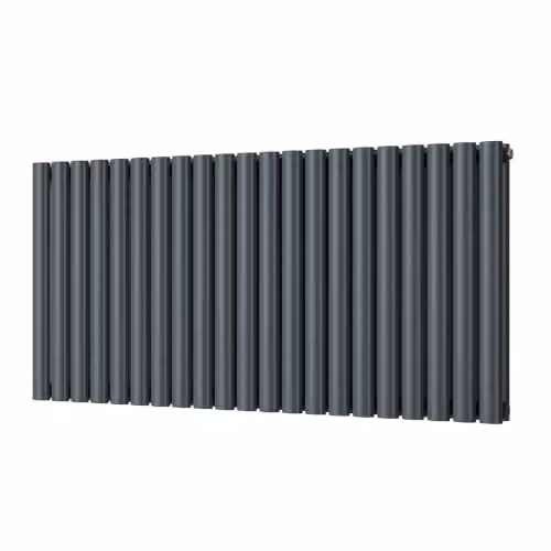 UK Radiators Omeara Anthracite Elliptical Tube Horizontal Designer Double Panel Radiator W: 1218 mm, H: 600 mm – 2