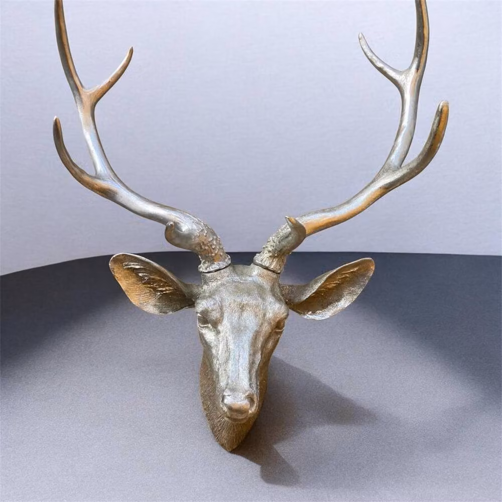 Minster Stylish Living Ltd Silver Stag Deer Head Resin Wall Decoration, W: 42 cm, D: 28 cm, H: 60 cm – 2