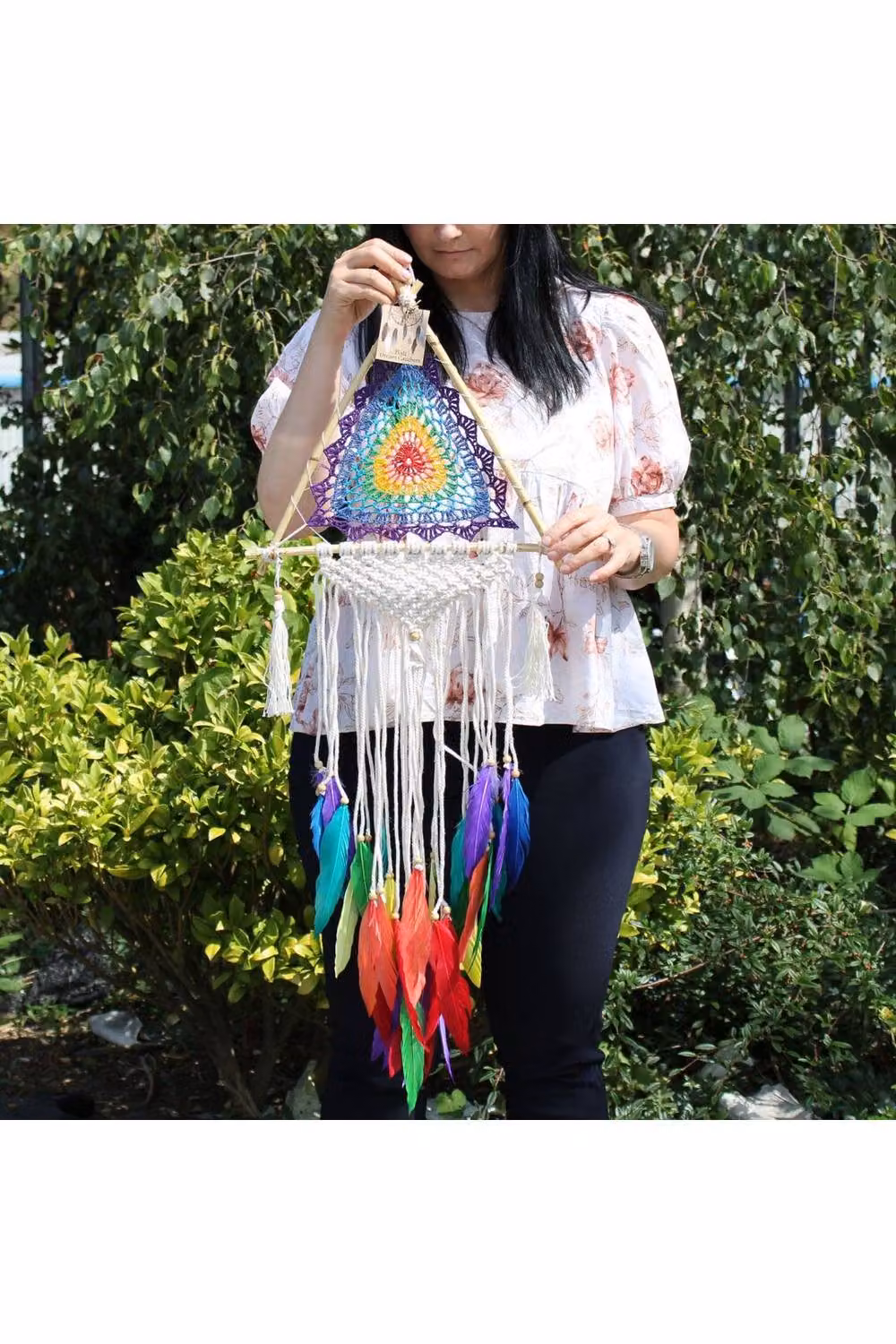KDMD Bali Dream Catchers Med Multi Pyramid Multicolour Geometric Hanging Textile Mandala Decor – 2