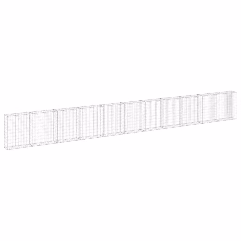 Berkfield Home Galvanised Steel Gabion Fence Wall with Covers in Silver, W/D/H: 900 x 30 x 100 cm – 2