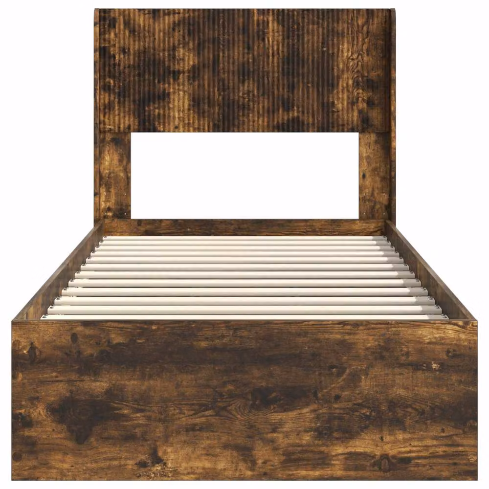 Berkfield Home Modern Bed Frame with Storage Drawers and Headboard in Smoked Oak Brown, 90 x 190 cm – 4