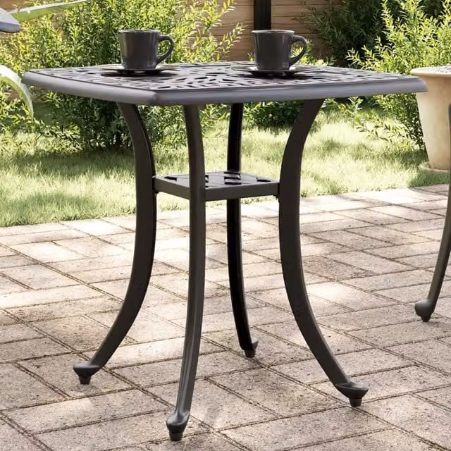 Berkfield Home Black Cast Aluminium Garden Table W/D/H: 53 x 53 x 53 cm