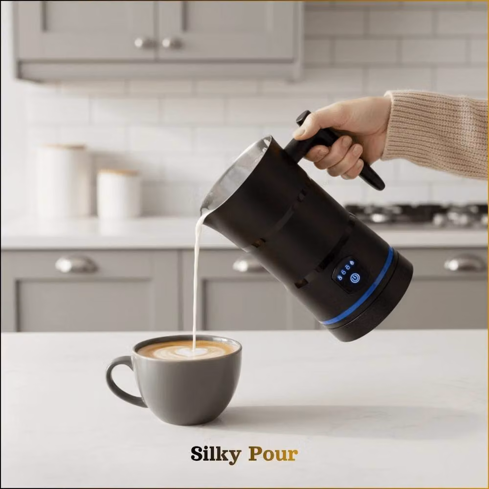 NESTLUNE 4-in-1 Electric Automatic Milk Frother in Black – 5