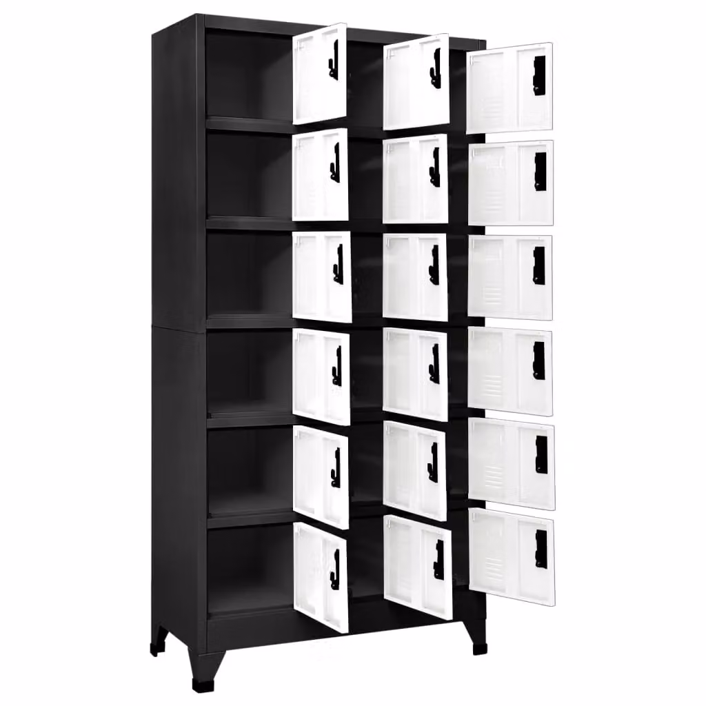 Berkfield Home Modern Steel Locker Cabinet in Anthracite, White and Black, W/D/H: 90 x 40 x 180 cm – 3