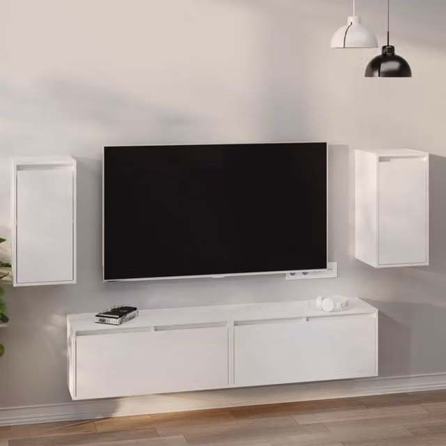 Berkfield Home Set of 2 White Solid Wood Pine Wall Cabinets, W/D/H: 30 x 30 x 60 cm – 1