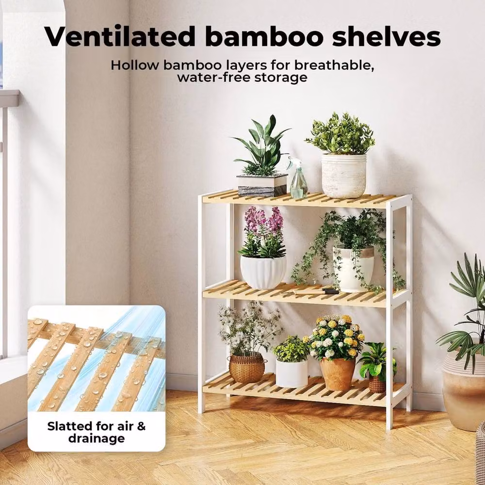 FORGEVIO 3-Tier Adjustable Bamboo Shoe Rack in Brown – 2