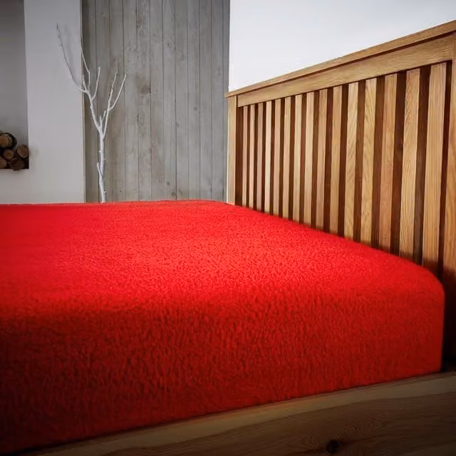 Smart Living Red Teddy Bear Fleece Flannel Fitted Sheet, King Size, 180 x 200 cm