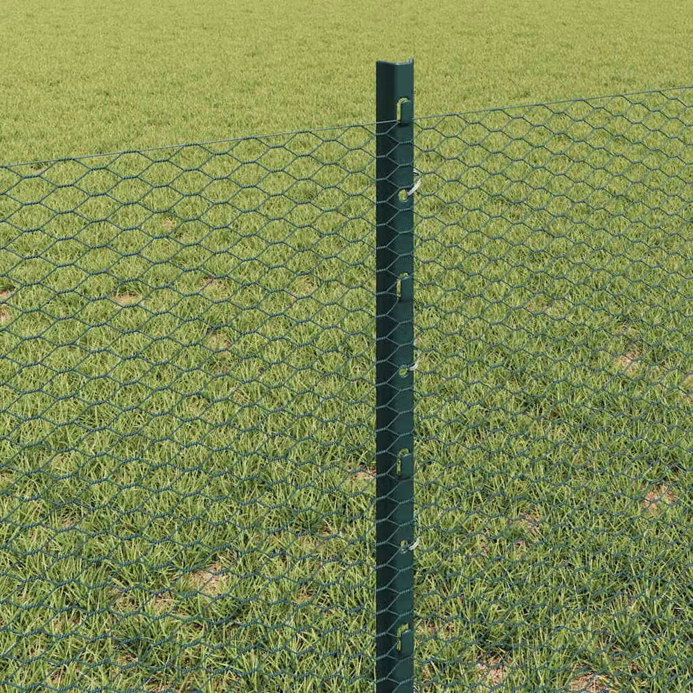 Berkfield Home 11-Piece Green Steel U-Profile Fence Posts, Height: 60 cm – 2