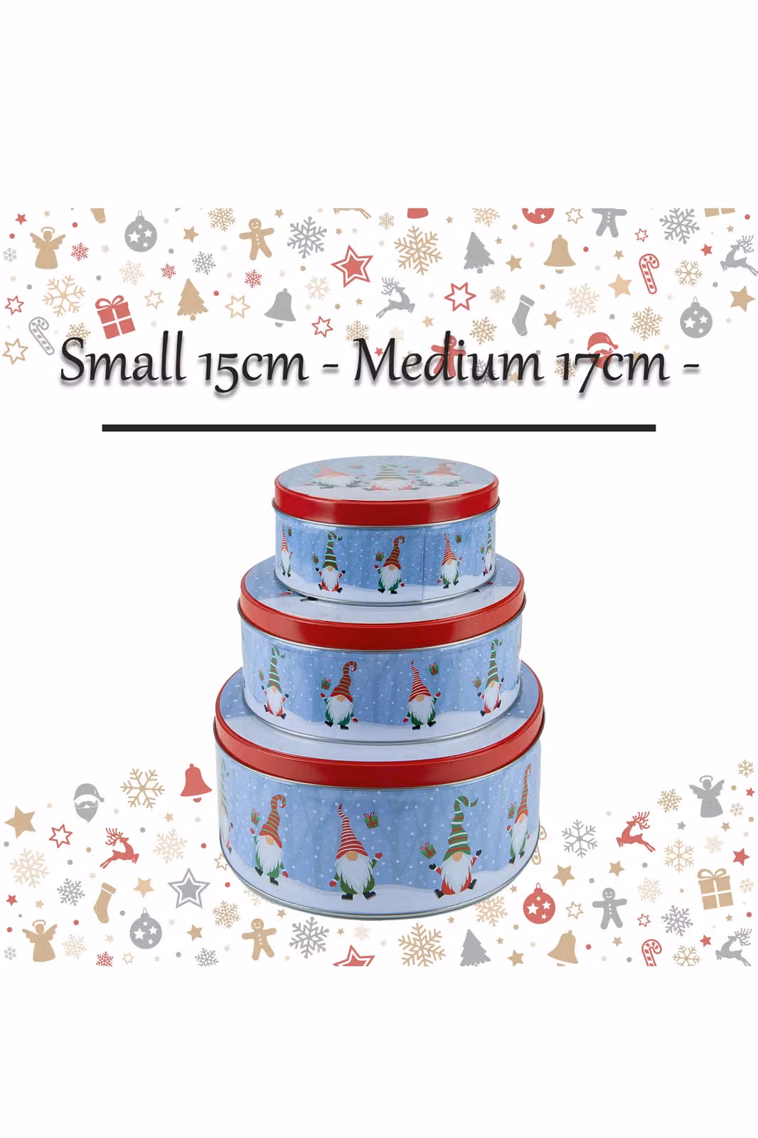 VFM e-Store Christmas Themed Storage Tins in Multicolour, Small to Large – 2