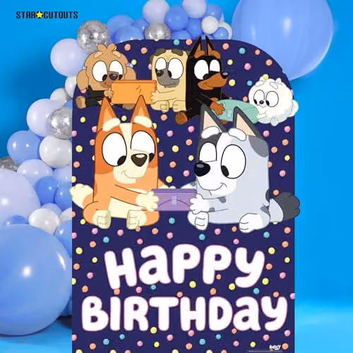 Star Cutouts SC4571 Bluey & Friends Happy Birthday Backdrop, Multicolour Party Decor, Width: 132 cm – 4