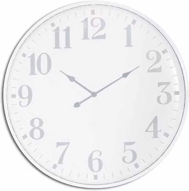 Lemon Pavilion Furniture and Decor Aubrey Large Modern Metal Wall Clock, White, W80 x H80 cm
