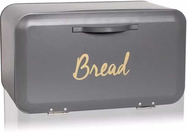 FLAVORA Grey Metal Open Front Bread Bin and Loaf Storage Box