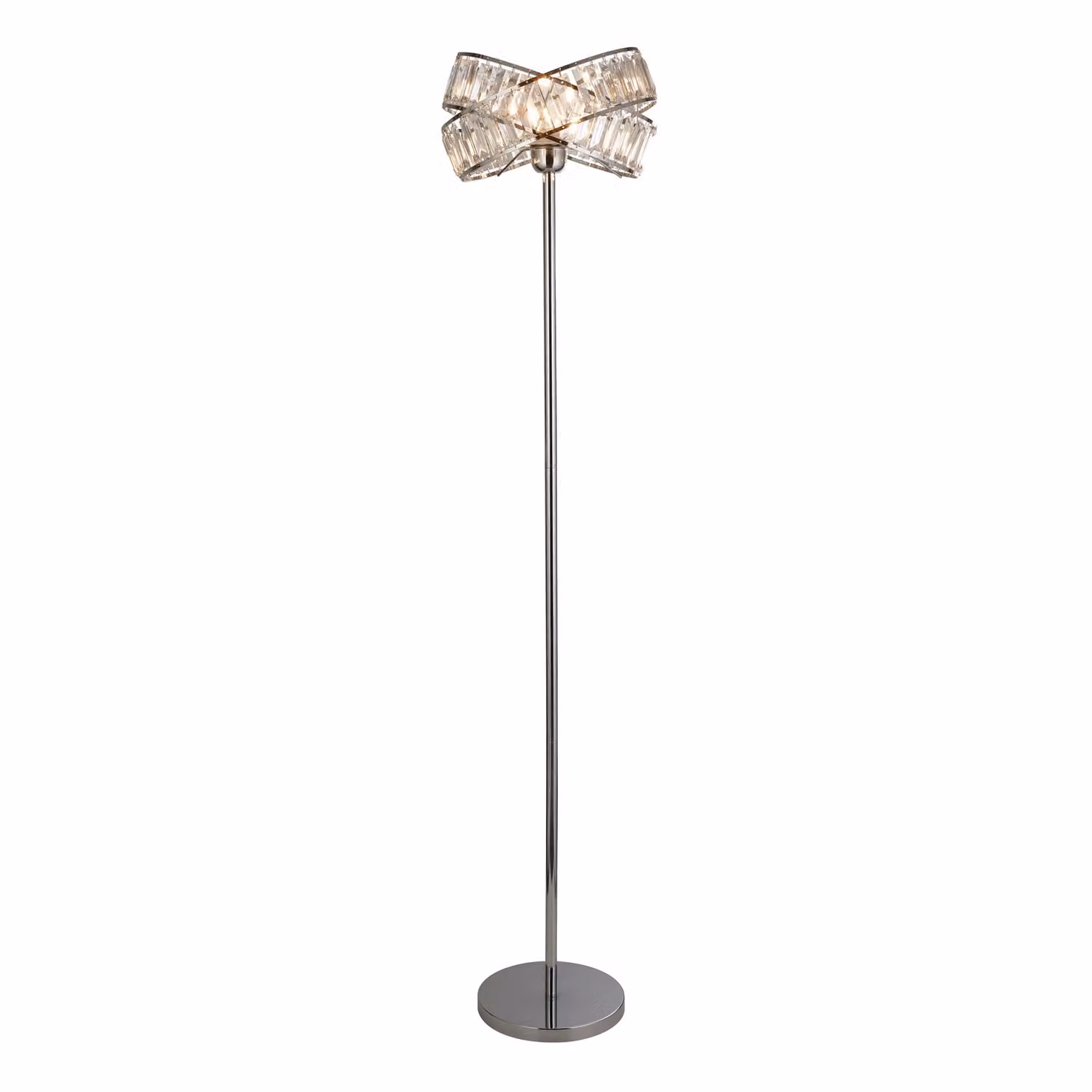 Lighting Collection 2 Band Chrome and Crystal Floor Lamp in Silver – 2