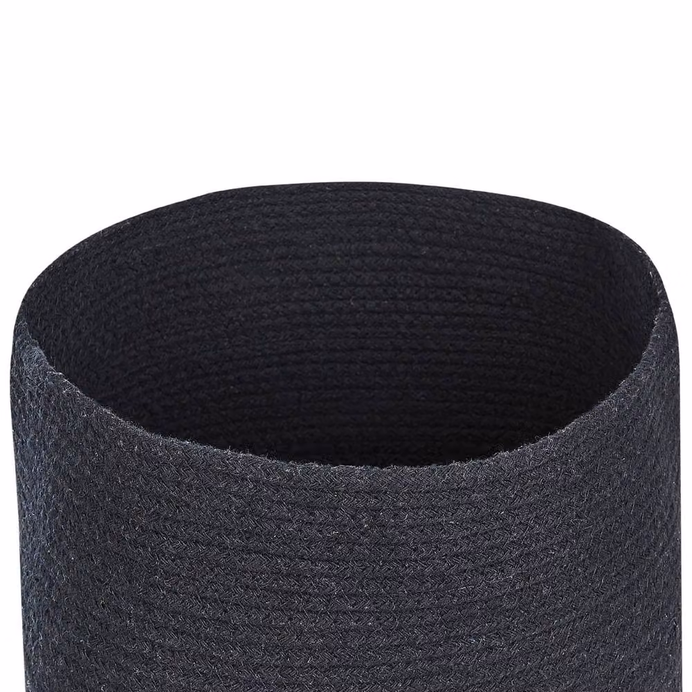 Wyld and Coco Set of 2 Black Open Weave Fabric Boho Storage Baskets with Lids and Handles – 6