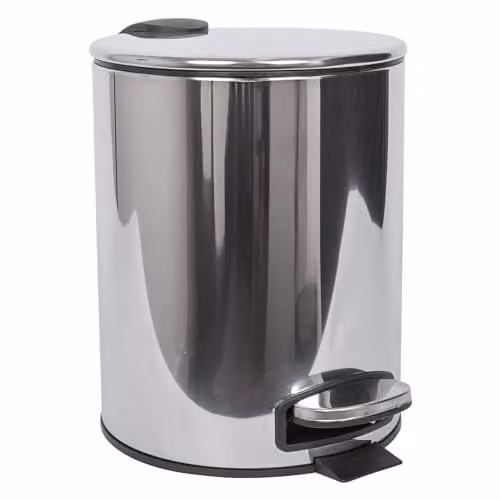 Harbour Housewares 5L Round Stainless Steel Pedal Bin in Silver with Removable Inner Bucket