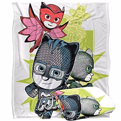 LOGOVISION PJ Masks Comic Group Splash Silky Touch Fleece Blanket, Multicolour, W/D/H: 152 x 127 cm – 1