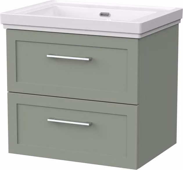 Balterley Stonnall 2 Drawer Vanity Unit and 0TH Fireclay Basin, Reed Green, W: 60 cm
