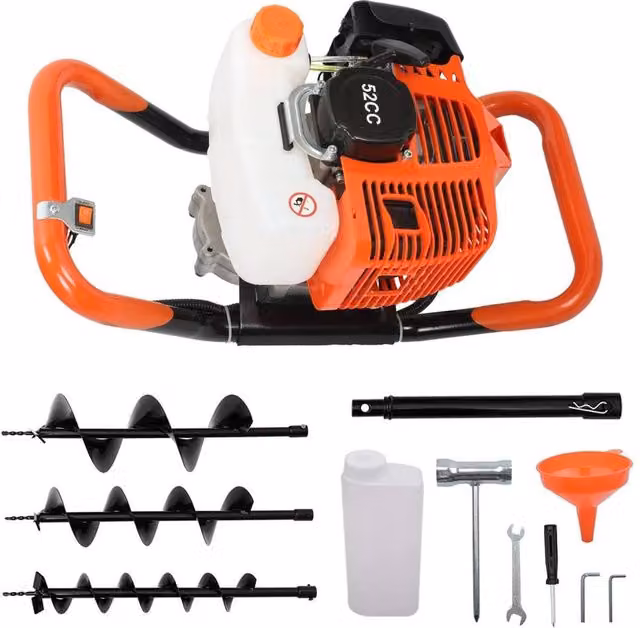 NESTLUNE 52CC Petrol Post Hole Borer Earth Auger Digger in Orange, W: 100 cm, D: 40 cm – 1