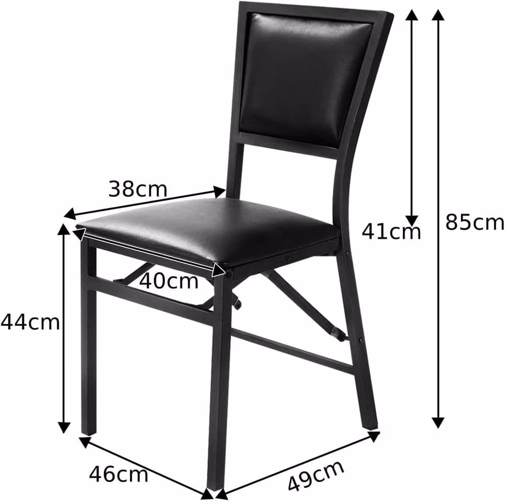 Costway Set of 2 Black Padded Folding Counter Height Dining Chairs with Metal Frame and Synthetic Leather Upholstery – 4