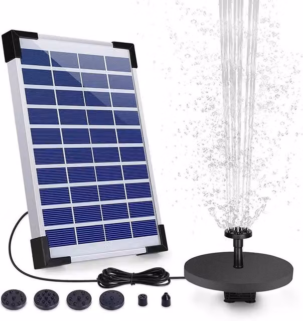 FLAVORA Solar Round Garden Pool and Pond Fountain in Black – 1