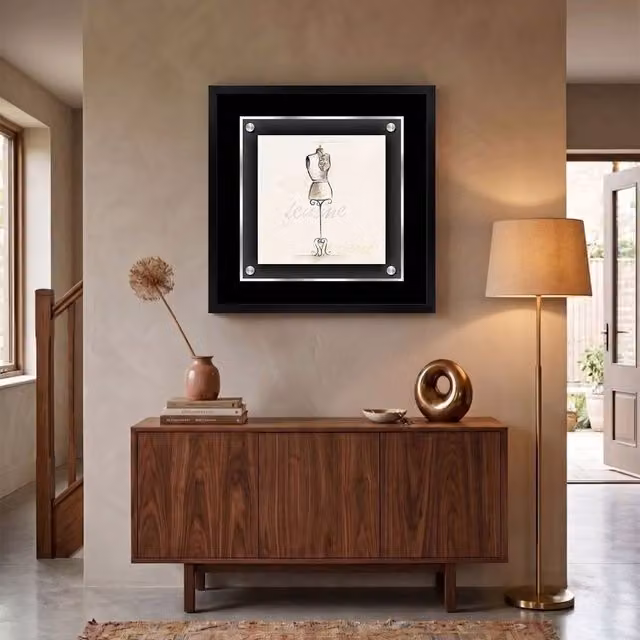 Orsina Boudoir Mannequin 1 Vintage Portrait Framed Wall Art in Black