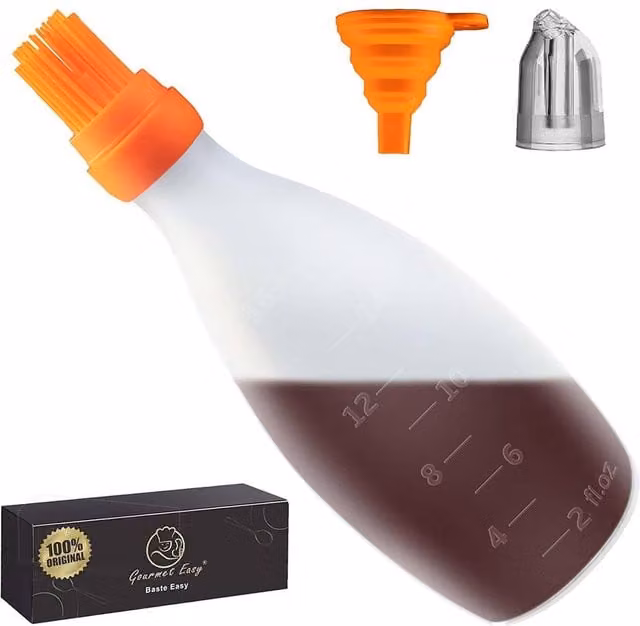 Gourmet Easy Silicone Pastry Basting Brush, Orange