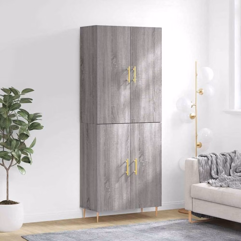 Berkfield Home Grey Sonoma Modern Highboard with Hinged Doors and Internal Shelves, W/D/H: 69.5 x 34 x 180 cm – 2