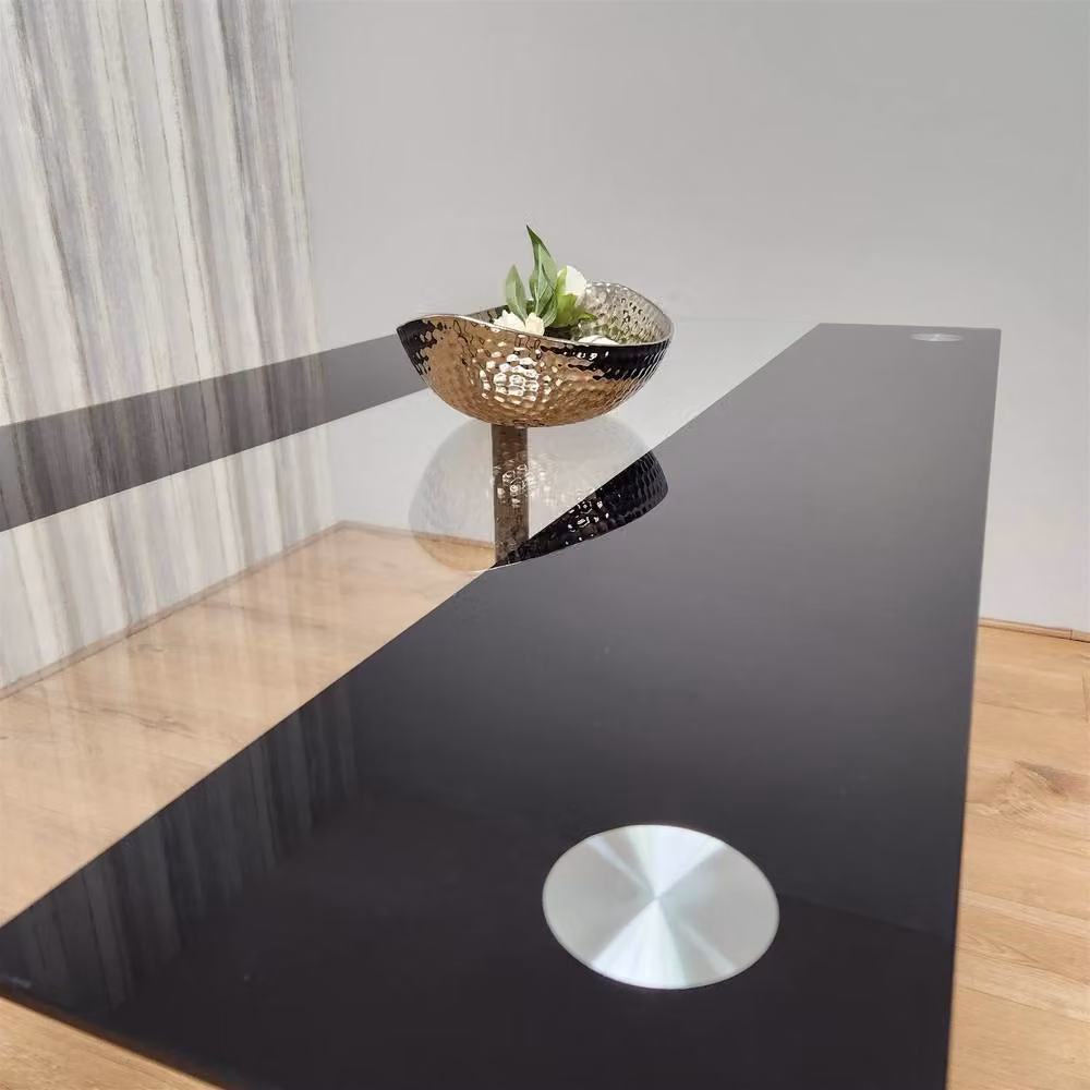 KOSY KOALA Modern Rectangular Dining Table with Black Transparent Glossy Glass Top, W/D/H: 140 x 70 x 75 cm – 2