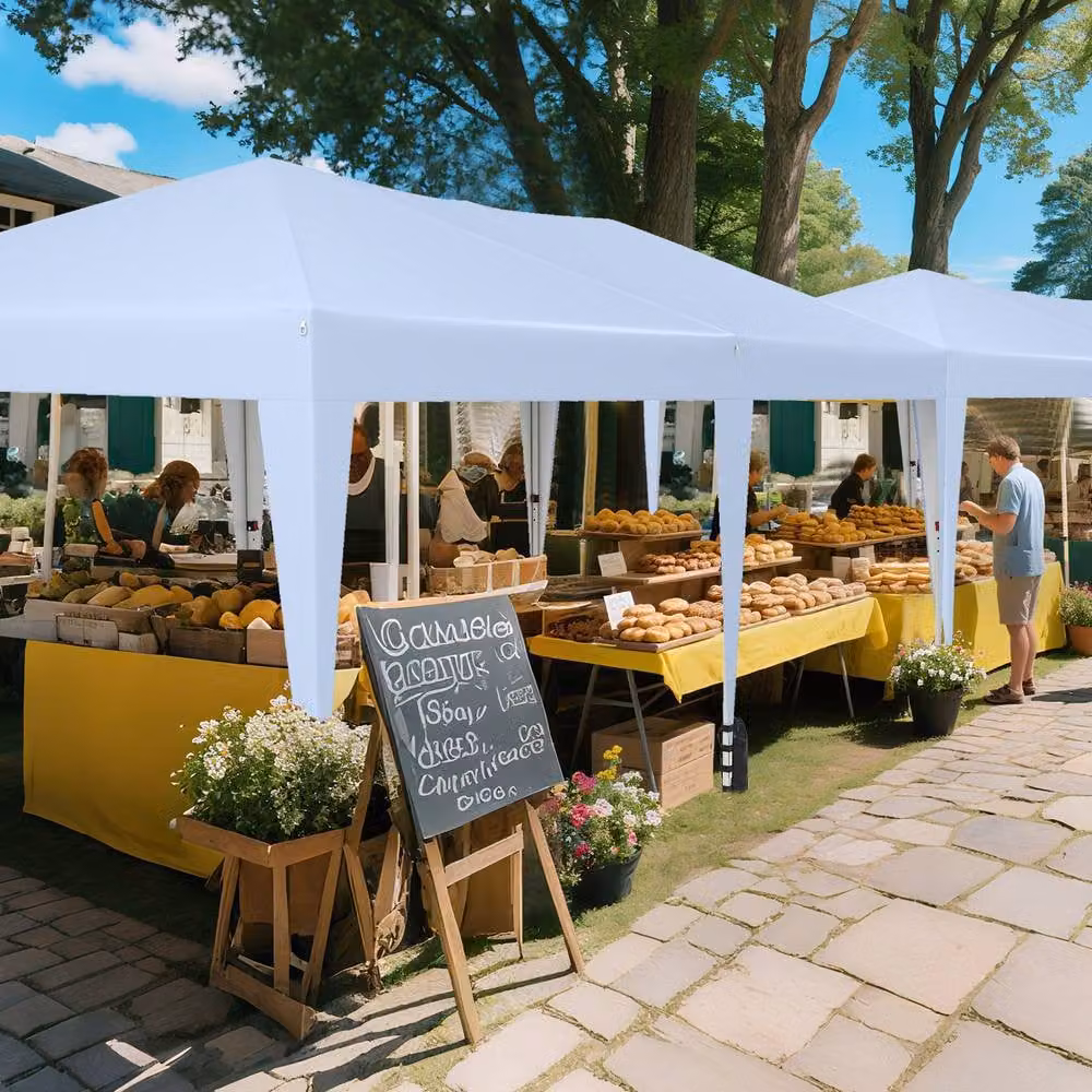 Costway Pop up Canopy Tent Foldable Patio Shelter with Wheeled Bag, White – 7