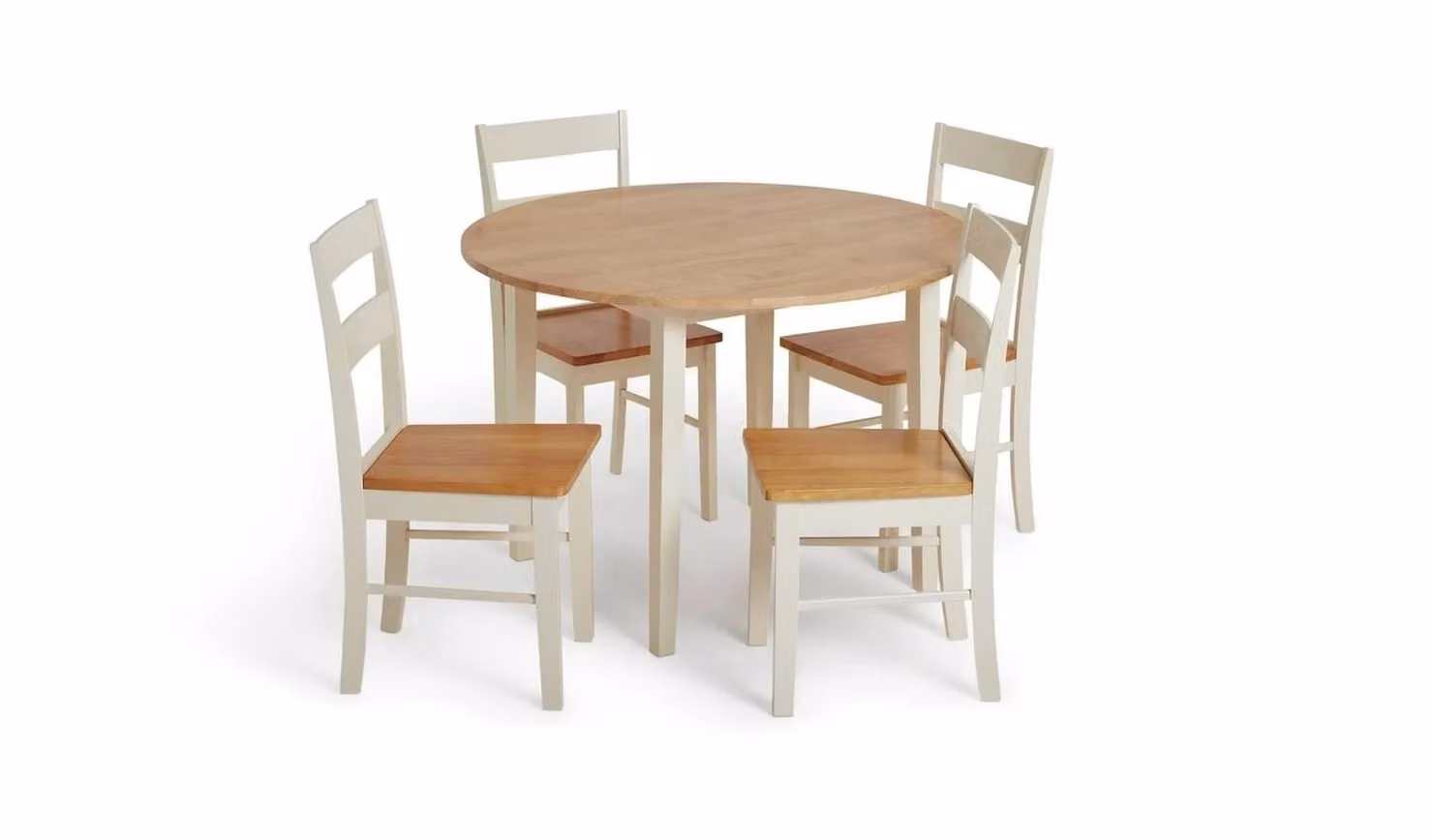 Cheap Furniture Warehouse Chicago Round Oak Dining Table and 4 Chairs in Beige