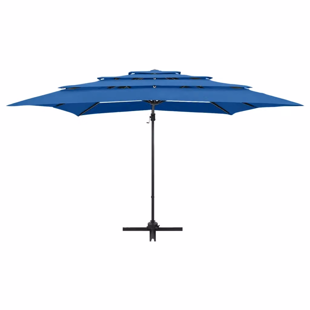 Berkfield Home 4-Tier Aluminium Pole Parasol in Azure Blue, W/D: 250 x 250 cm – 2