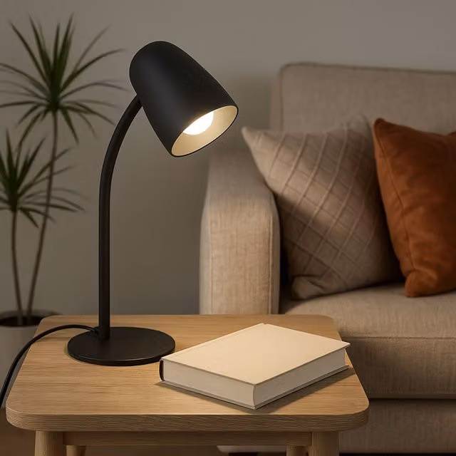 Eglo Carlo Modern Metal Flexible Tabletop Desk Lamp, Black – 1