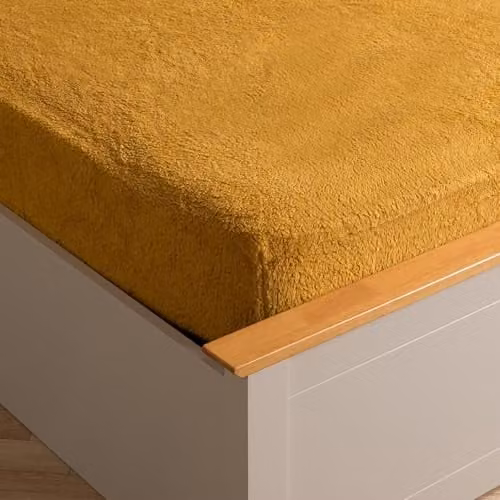OHS Yellow Teddy Fleece Thermal Super King Fitted Bed Sheet