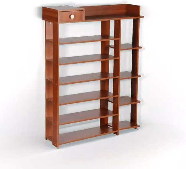 Modcraft 7-Tier Freestanding Shoe Rack in Brown Sandalwood Wood Finish