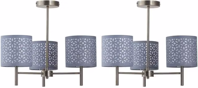 First Choice Lighting Brea Set of 2 Antique Brass Ceiling Light Fittings with Grey Fabric Cylinder Shades