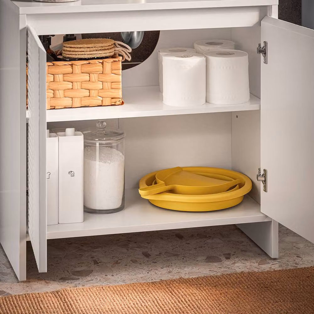 SoBuy Modern White Under Sink Bathroom Cabinet with Hinged Doors and Internal Shelves – 5