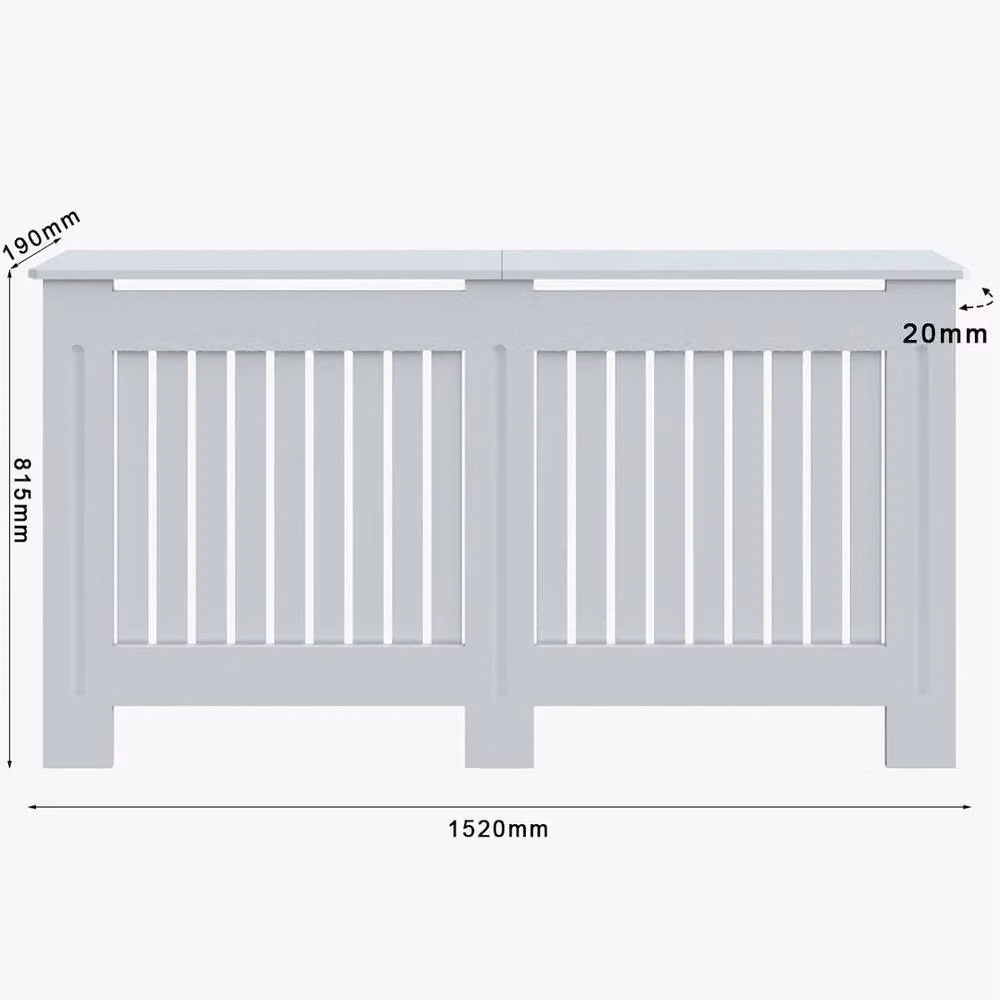ERGOVEXA Tradition MDF Vertical Slatted Wood Cabinet Grille Cover, White, H 152.0 x W 81.5 x D 19.0 cm – 2