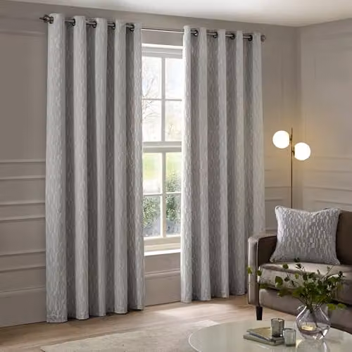 Paoletti Manhattan Silver Velvet Blackout Eyelet Curtains, W: 117 cm, H: 183 cm – 2