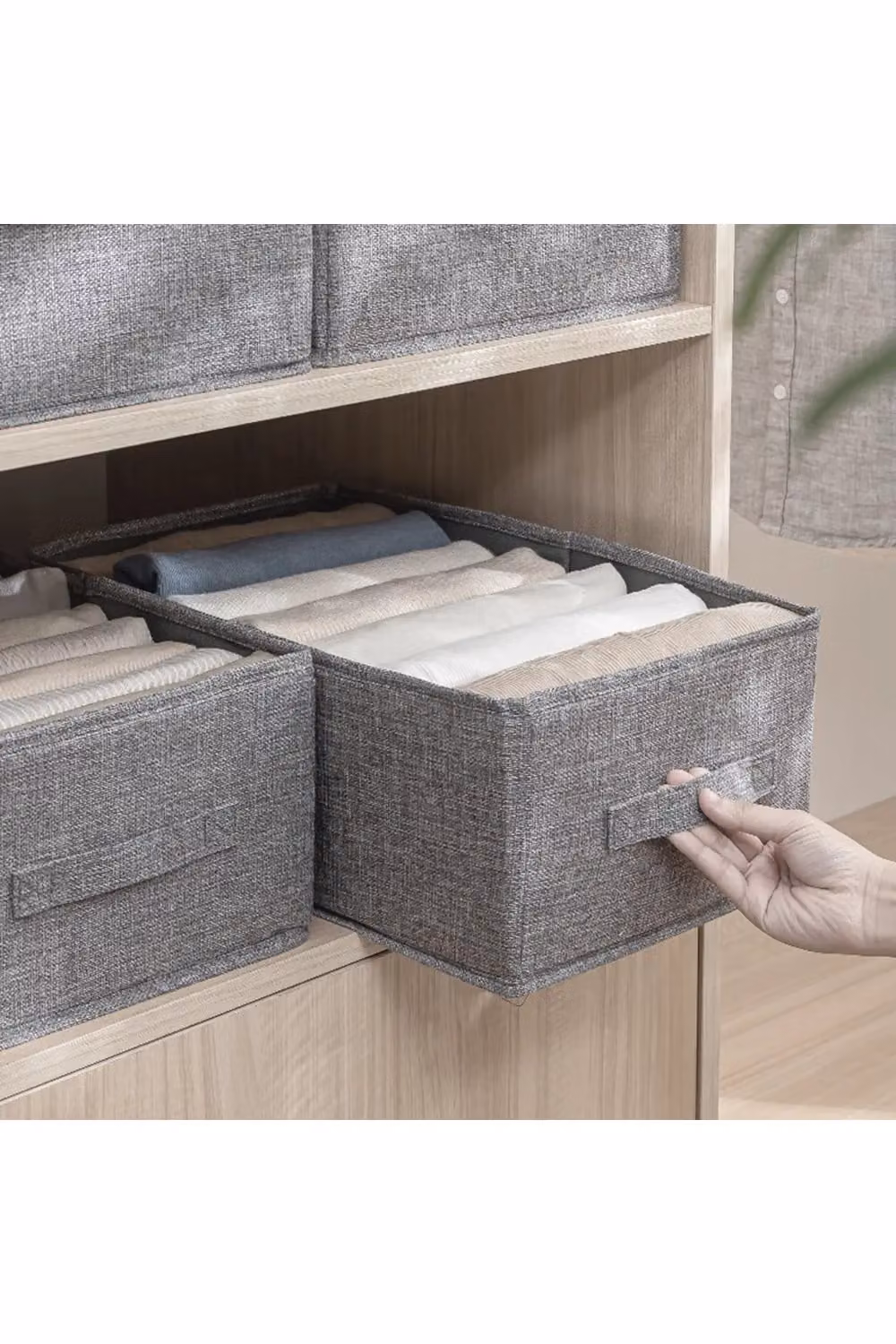 Livingandhome Foldable Fabric Clothes Storage Organizer Wardrobe Box in Grey – 3