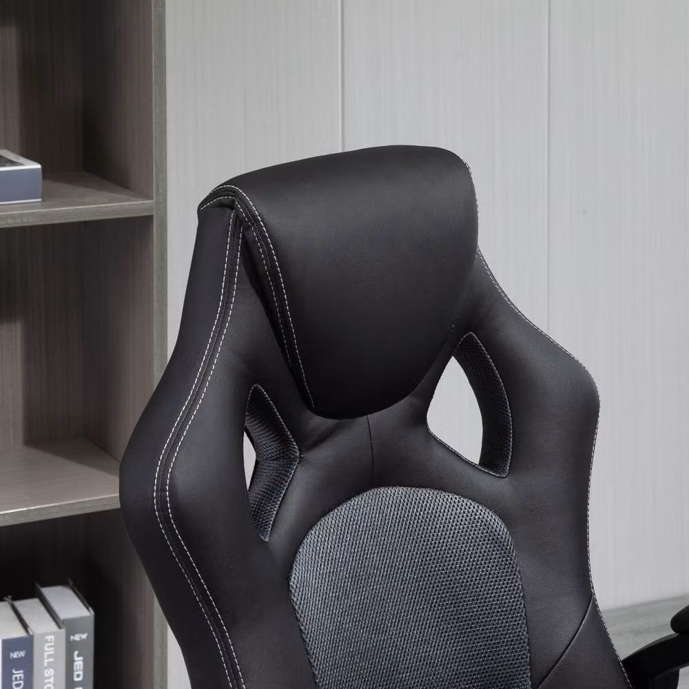 Rolipo Grey Faux Leather Swivel Task Chair for Home Office – 9