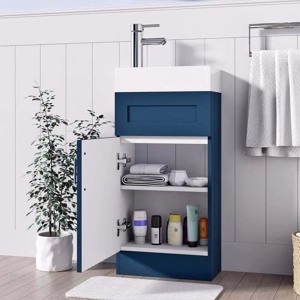 FORGEVIO Crawle Modern Blue Freestanding Bathroom Vanity Unit with Basin and Hinged Doors – 4