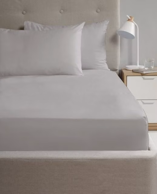 Rapport Home Polycotton Flat Sheet in Silver, Single Size (90 x 200 cm)