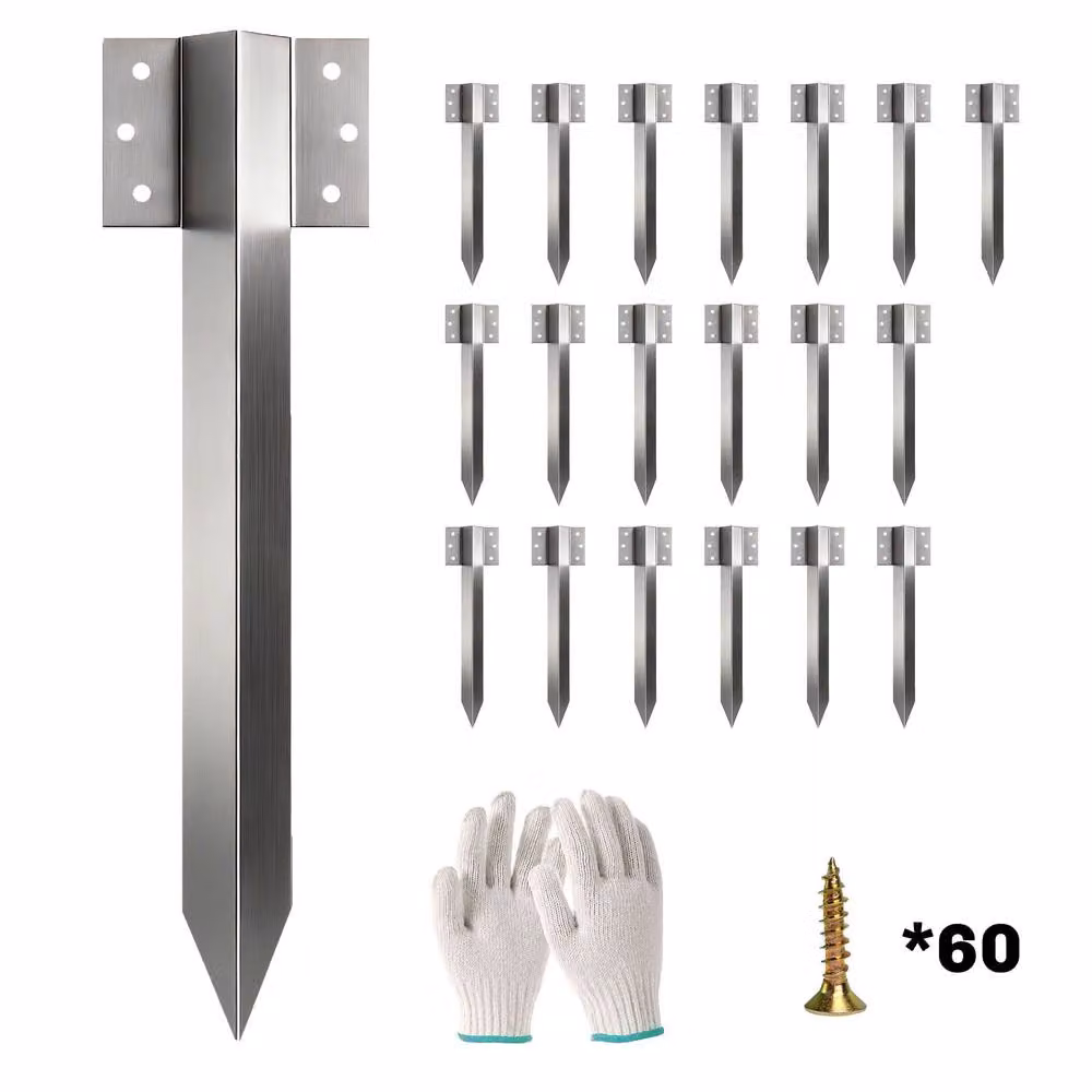 OUTSUNNY 20 Pack Galvanised Railway Sleeper Brackets and Stakes in Silver, 41 cm – 2