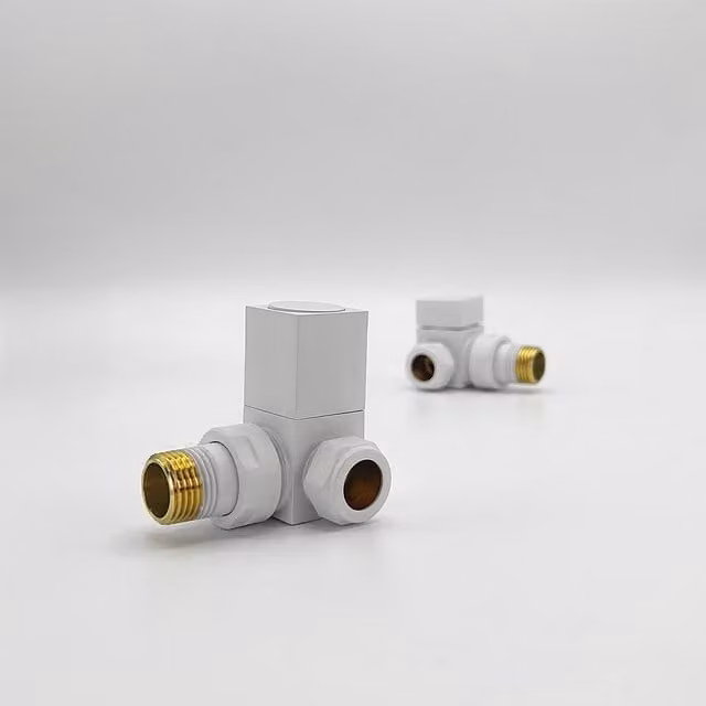 Lux Heat Corner White Manual Square Valve Set in Warm White