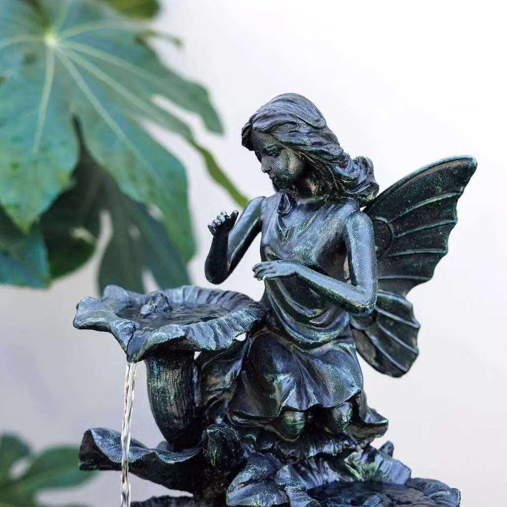 Primrose Solar Powered Fairy Figure Grey Cascade Water Feature, Height: 89 cm – 3