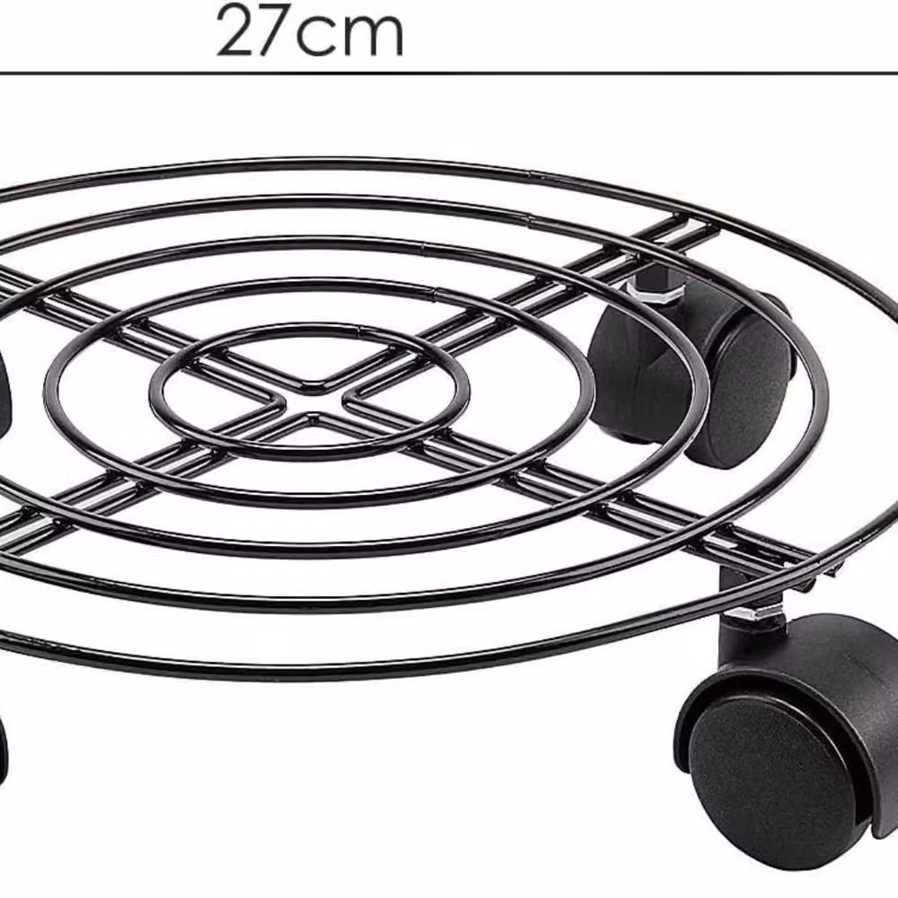 Kelvenix Heavy Duty Metal Plant Caddy with Wheels, 27 cm Round Potted Trolley, Black – 2