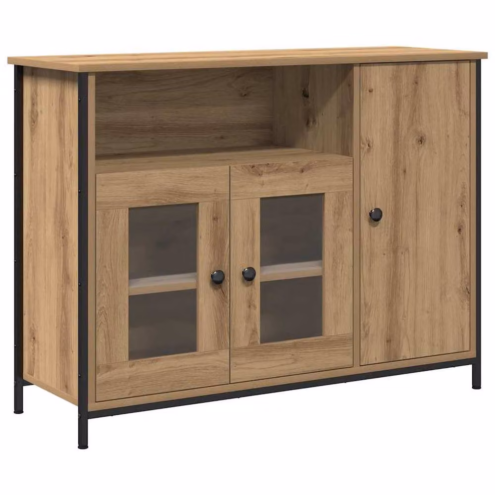 Berkfield Home Artisan Oak Sideboard in Brown and Beige, W/D/H: 100 x 35 x 75 cm – 2